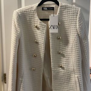 Zara ivory tweed blazer NWT